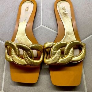 Zara gold slippers
